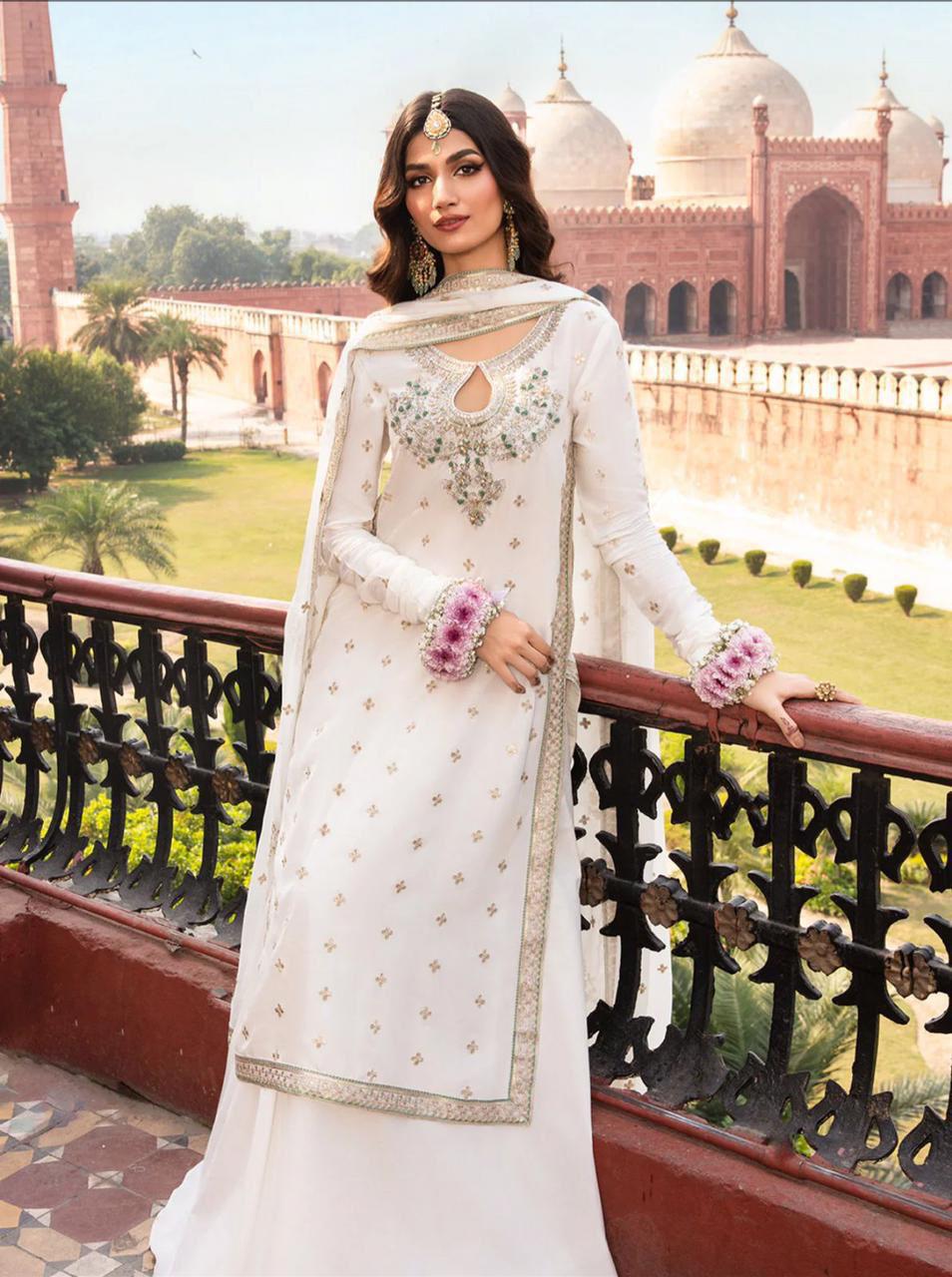Azure Luxury Chiffon Embroidered Suit (Unstitched)