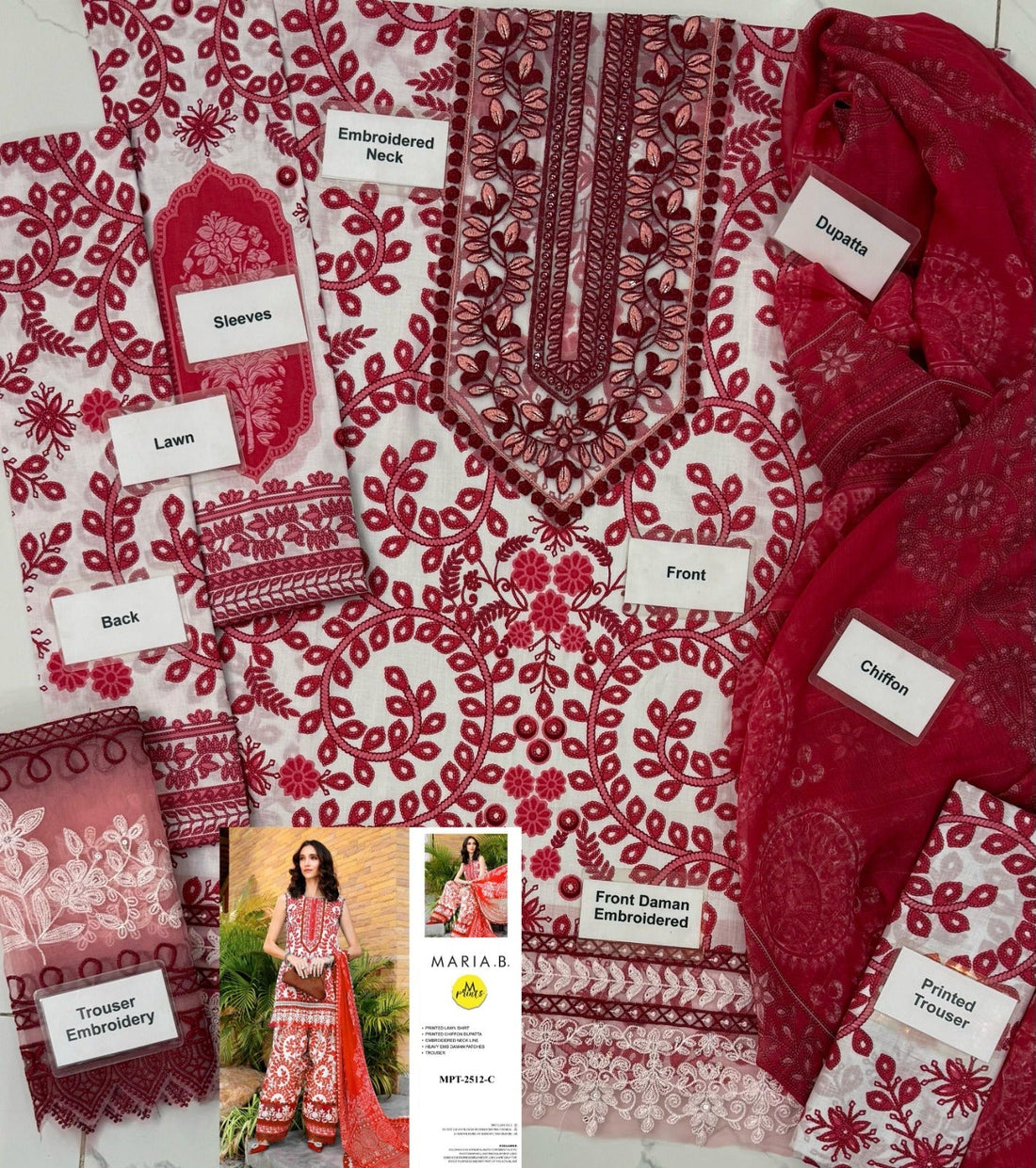 MARIA. B - 3PC Lawn Collection MPT-2504-C ( Unstitched )