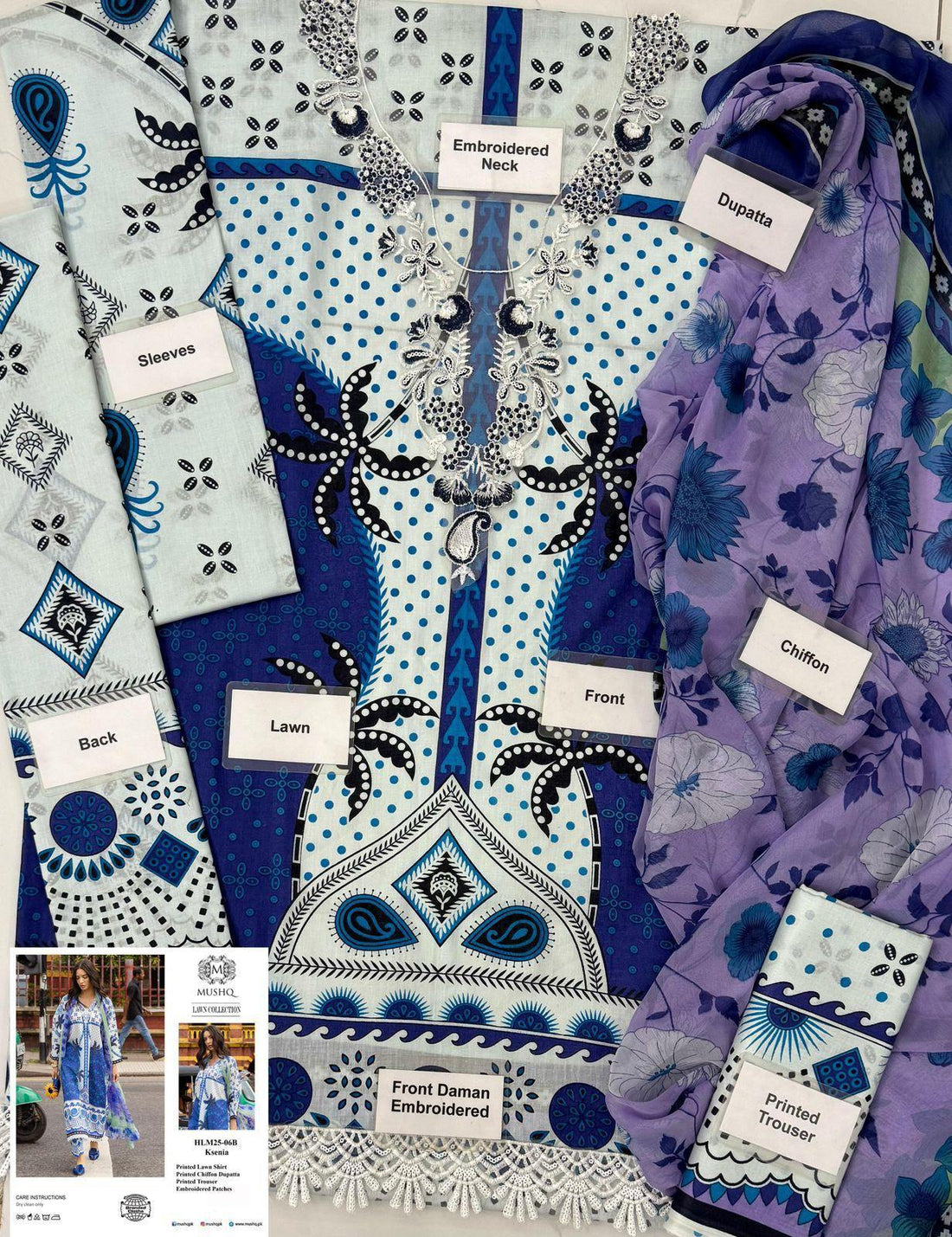 MUSHQ - 3PC Lawn Collection HLM25-06B Ksenia ( Unstitched )