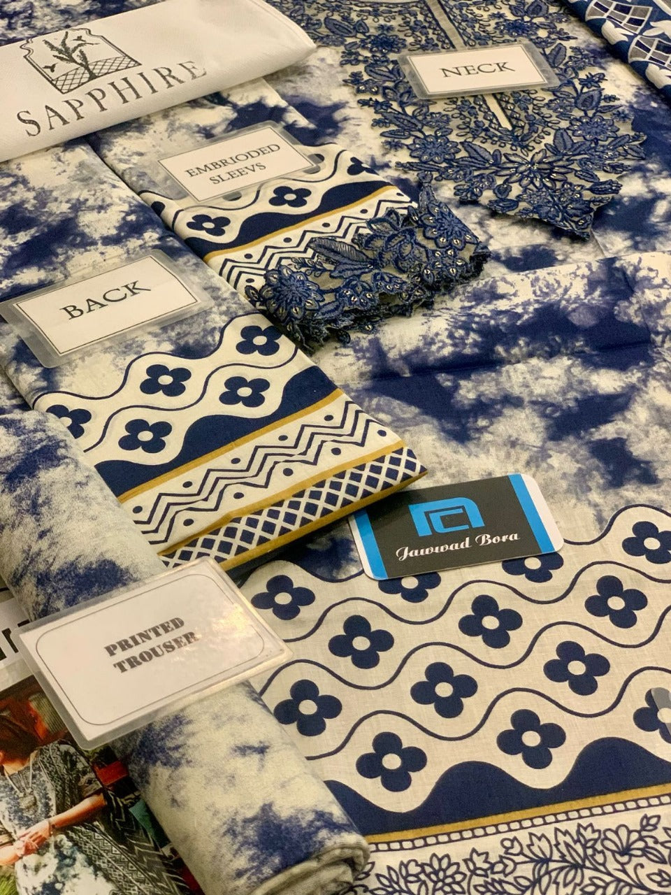 Sapphire - 3Pc Lawn Cotton Suit with Chiffon Dupatta Elegant Print & Embroidery Collection - ( Unstitched )