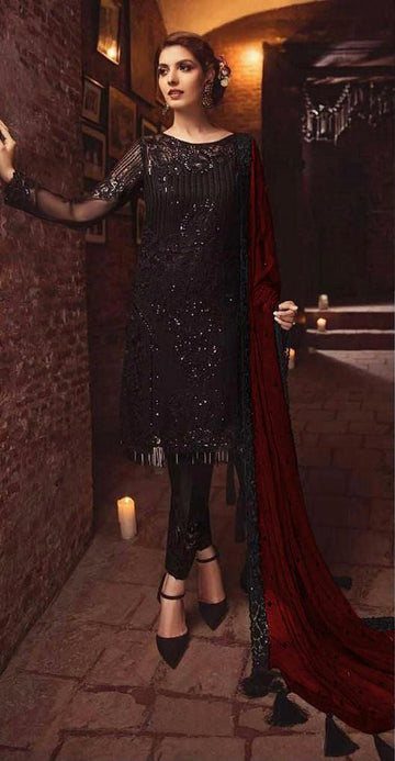 Serene Premium – D04 Aurora Borealis Chiffon Embroidered Suit (Unstitched)